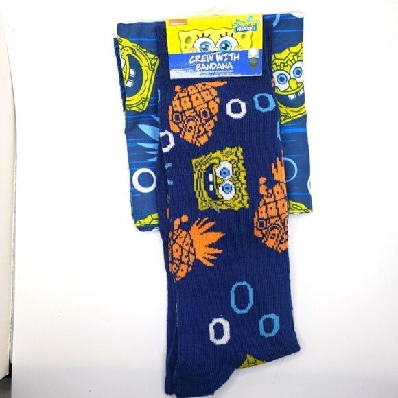 Spongebob socks pineapple crew socks with matching bandana - Picture 1 of 4